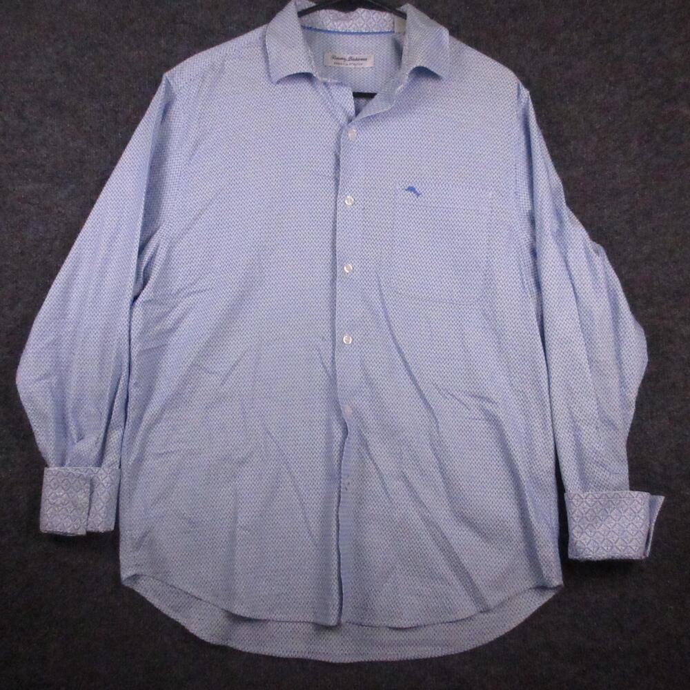 Tommy Bahama Shirt Mens Medium Blue Sarasota Stretch Long Sleeve Button Front